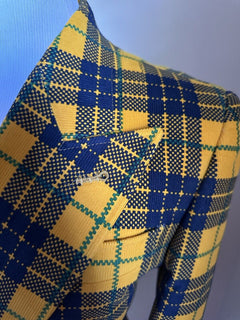 Gucci Men Tartan Cotton Sport Coat Blazer Yellow/Black/Gr. 38 US/48 Eu NET $3800