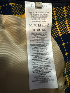 Gucci Men Tartan Cotton Sport Coat Blazer Yellow/Black/Gr. 38 US/48 Eu NET $3800