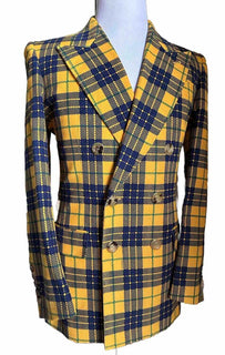 Gucci Men Tartan Cotton Sport Coat Blazer Yellow/Black/Gr. 38 US/48 Eu NET $3800