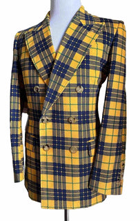 Gucci Men Tartan Cotton Sport Coat Blazer Yellow/Black/Gr. 38 US/48 Eu NET $3800
