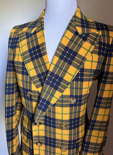 Gucci Men Tartan Cotton Sport Coat Blazer Yellow/Black/Gr. 38 US/48 Eu NET $3800