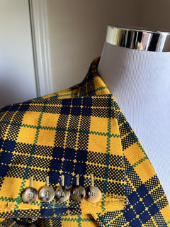 Gucci Men Tartan Cotton Sport Coat Blazer Yellow/Black/Gr. 38 US/48 Eu NET $3800