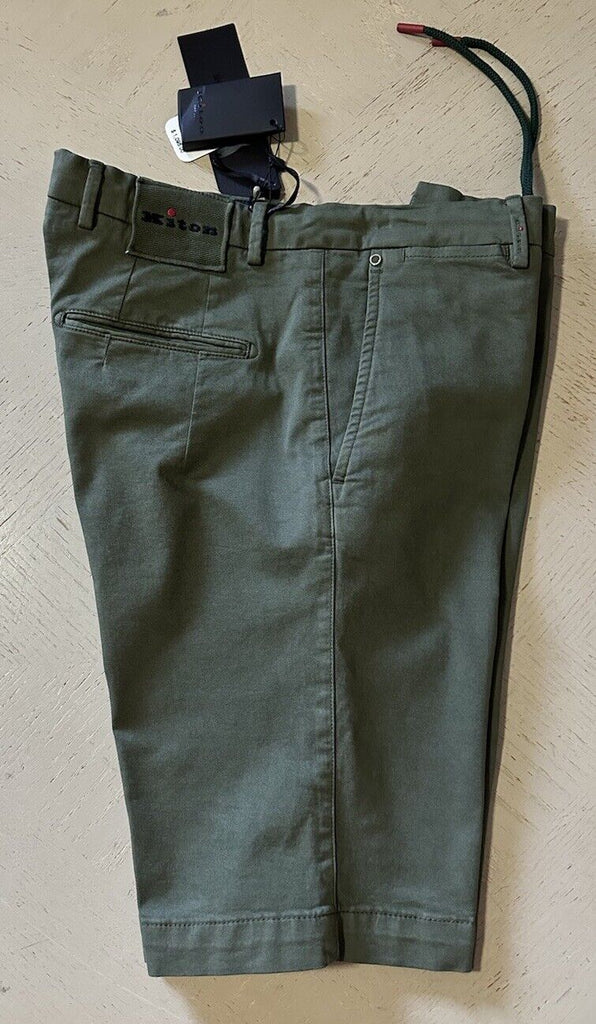 Kiton Men Cotton Woven Short Pants Color Green Size 34 US/50 Eu Italy New $1095
