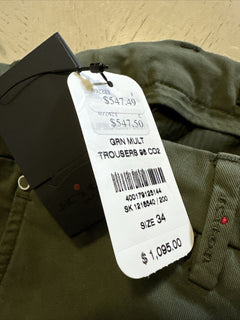 Kiton Men Cotton Woven Short Pants Color Green Size 34 US/50 Eu Italy New $1095