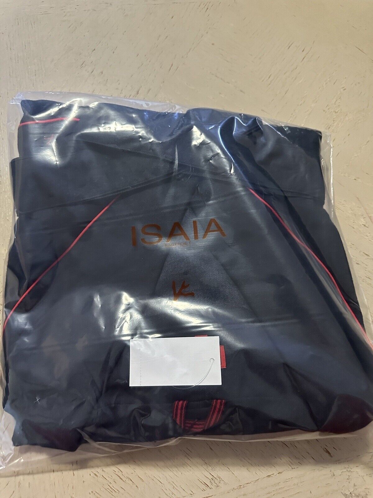 New $995 Isaia Piped Pima Cotton Robe Navy Size M Italy