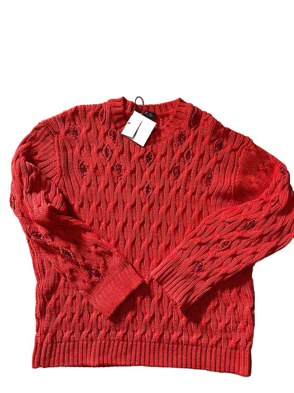 Loro Piana Women Valencia Cabled Cotton Sweater Orange Size M Italy New $3350