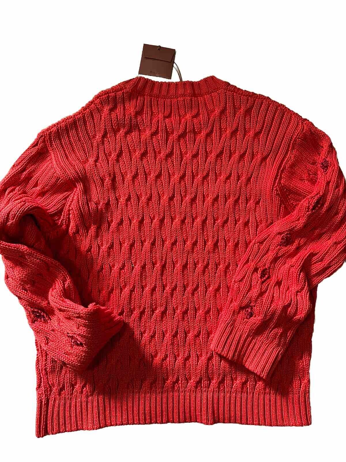 Loro Piana Women Valencia Cabled Cotton Sweater Orange Size M Italy New $3350