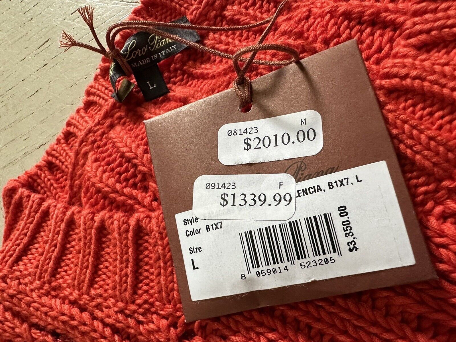 Loro Piana Women Valencia Cabled Cotton Sweater Orange Size L Italy $3350
