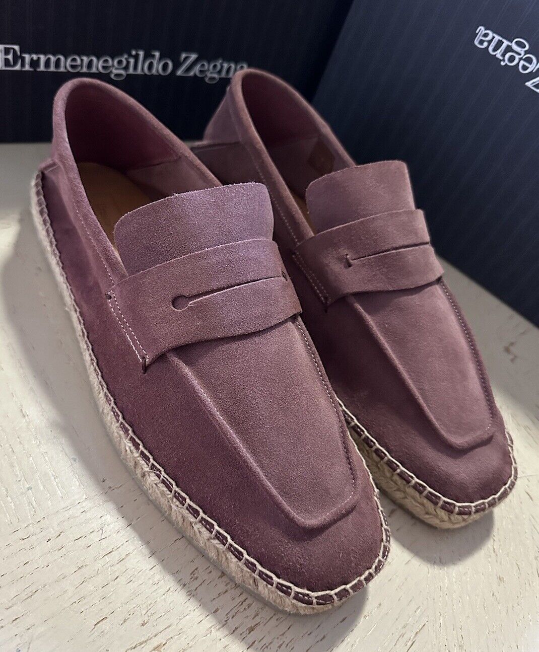 Ermenegildo Zegna Men Suede Espadrille Loafers Shoes Pink 9 US/42 EU New $695