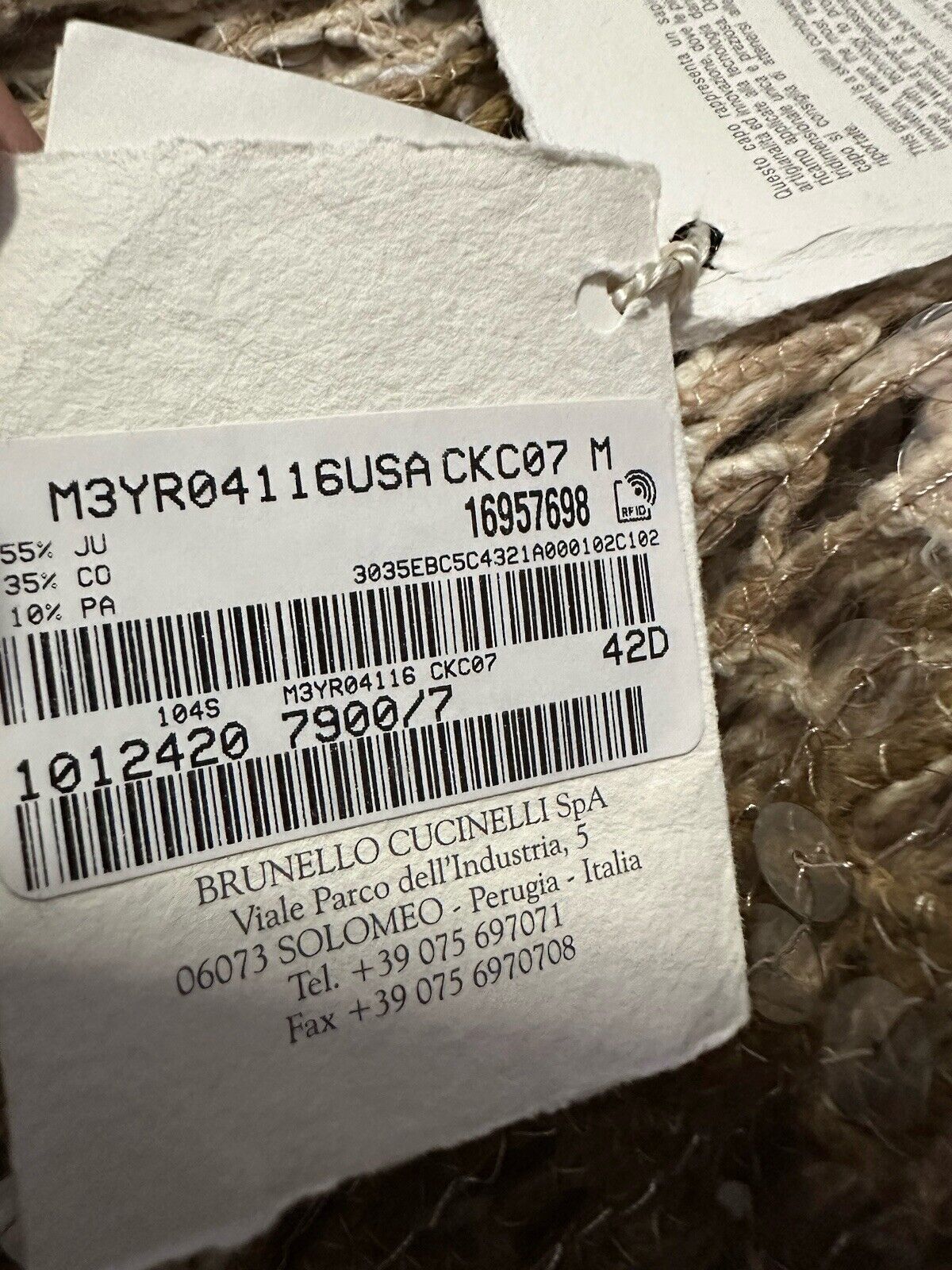 NWT $8600 Brunello Cucinelli Women Sequin Longline Cardigan Beige Size M