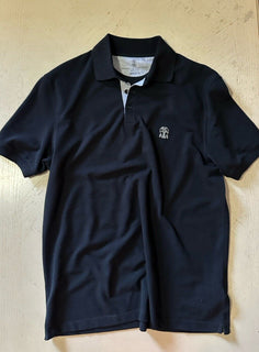 Brunello Cucinelli Regular Fit Men Pique Logo Polo Shirt Black Size S New $730