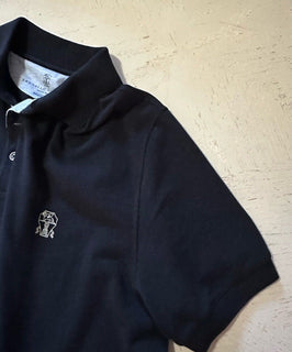 Brunello Cucinelli Regular Fit Men Pique Logo Polo Shirt Black Size S New $730