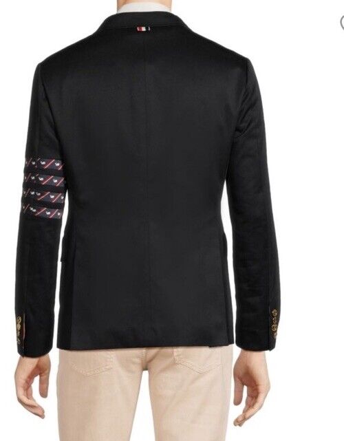 Thom Browne Men Contrast Trim Sleeve Blazer Jacket Black ( 3 ) 40 US/50 Eu New