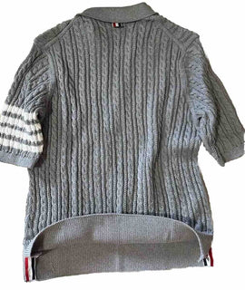 Thom Browne Men’s Cable Knit 4-Bar Polo Shirt Gray L ( 3 ) Ireland New