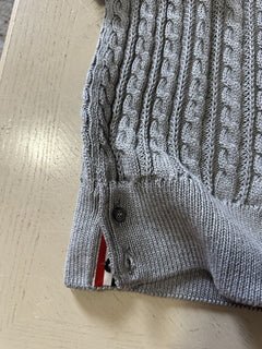 Thom Browne Men’s Cable Knit 4-Bar Polo Shirt Gray L ( 3 ) Ireland New