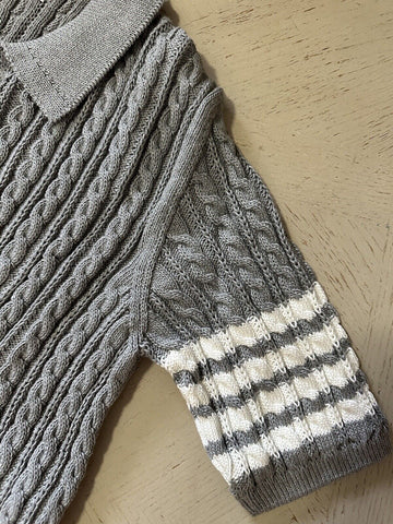 Thom Browne Men’s Cable Knit 4-Bar Polo Shirt Gray L ( 3 ) Ireland New