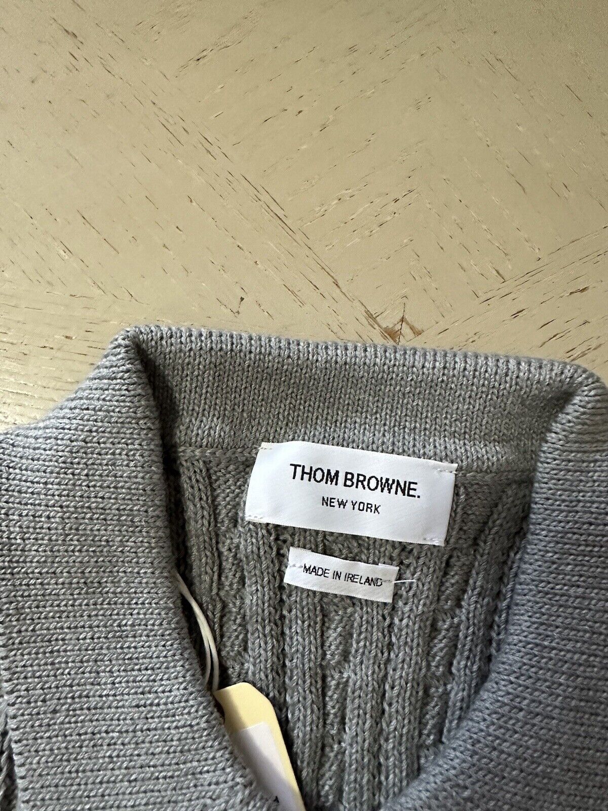 Thom Browne Men’s Cable Knit 4-Bar Polo Shirt Gray L ( 3 ) Ireland New