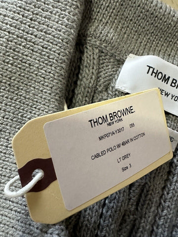 Thom Browne Men’s Cable Knit 4-Bar Polo Shirt Gray L ( 3 ) Ireland New