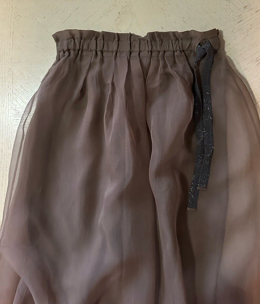 Brunello Cucinelli Monili Belt Silk Maxi Skirt Brown 42/6 New $2995