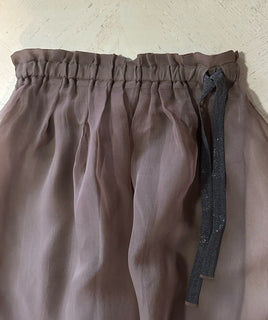 Brunello Cucinelli Monili Belt Silk Maxi Skirt Brown 42/6 New $2995