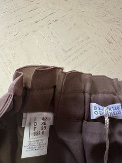 Brunello Cucinelli Monili Belt Silk Maxi Skirt Brown 42/6 New $2995