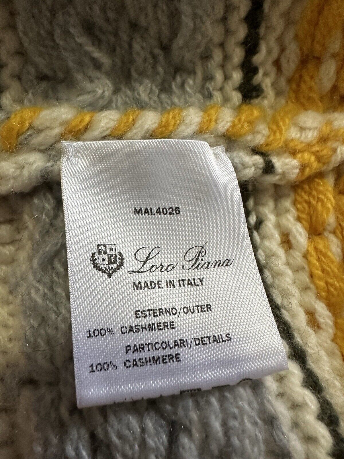 Loro Piana Women Bernina Pattern Cashmere Sweater BEIGE MULTI 44/10 New $2350