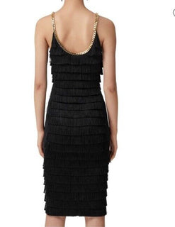 Burberry Melina Fringe Layered Dress Black 2 US/36 It Italy New $4190