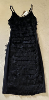 Burberry Melina Fringe Layered Dress Black 2 US/36 It Italy New $4190