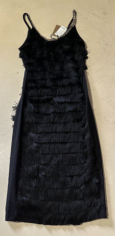 Burberry Melina Fringe Layered Dress Black 2 US/36 It Italy New $4190