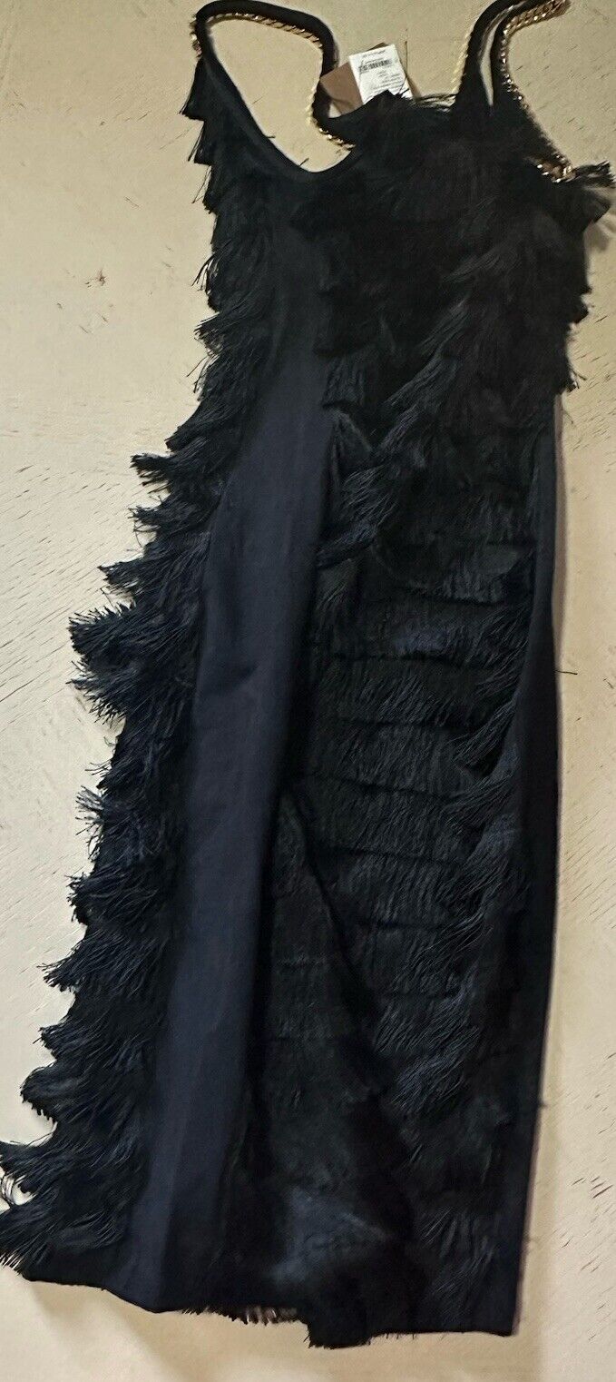Burberry Melina Fringe Layered Dress Black 2 US/36 It Italy New $4190