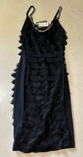 Burberry Melina Fringe Layered Dress Black 2 US/36 It Italy New $4190