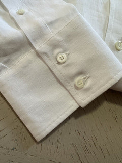 Brunello Cucinelli Men’s Basic Fit Linen Button-Front Shirt White New $695