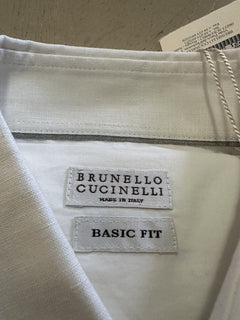 Brunello Cucinelli Men’s Basic Fit Linen Button-Front Shirt White New $695