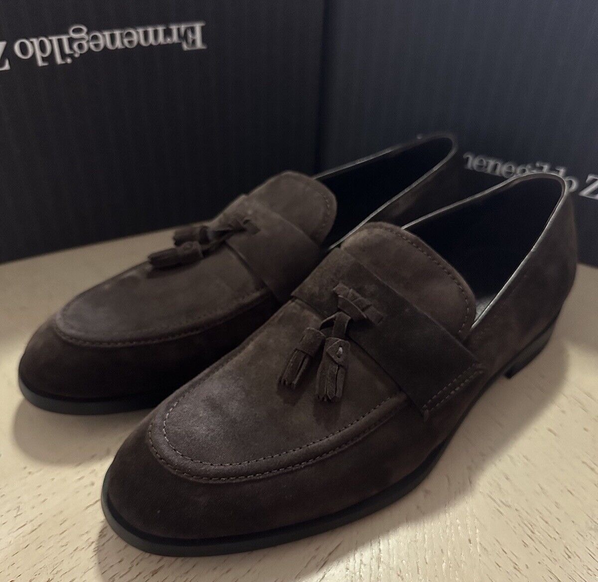 Ermenegildo Zegna Suede Loafers DK Brown 10 US NWT $895