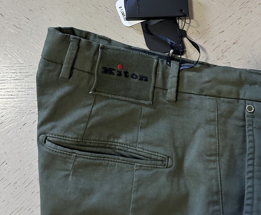 Kiton Men Cotton Woven Short Pants Color Green Size 32 US/48 Eu Italy New $1095