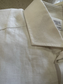 Brunello Cucinelli Men’s Basic Fit Linen Button-Front Shirt White XXL New $695