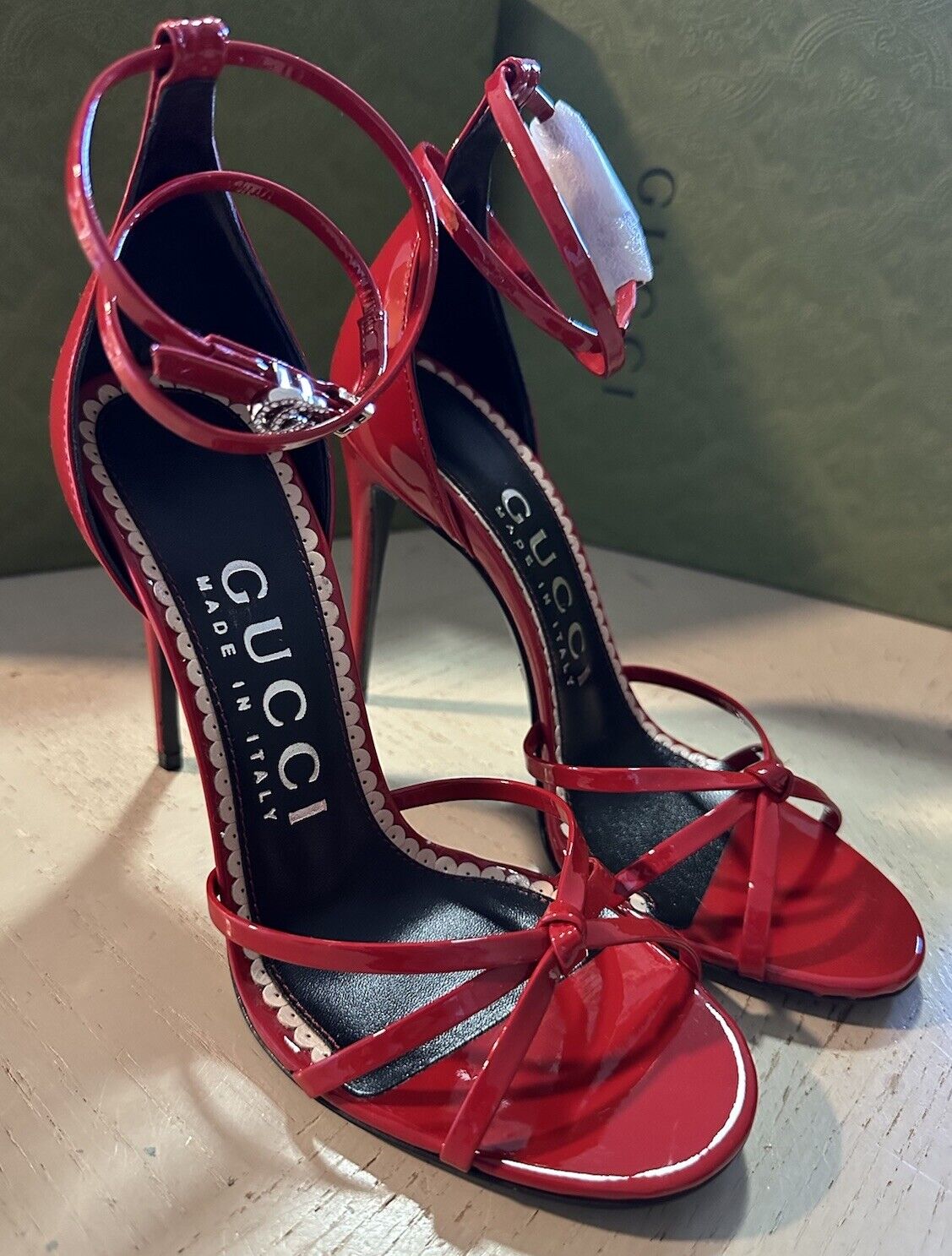 Gucci Women Vitello Vernice Dress Shoes Rock Red 6 US/36 Eu 748867 New