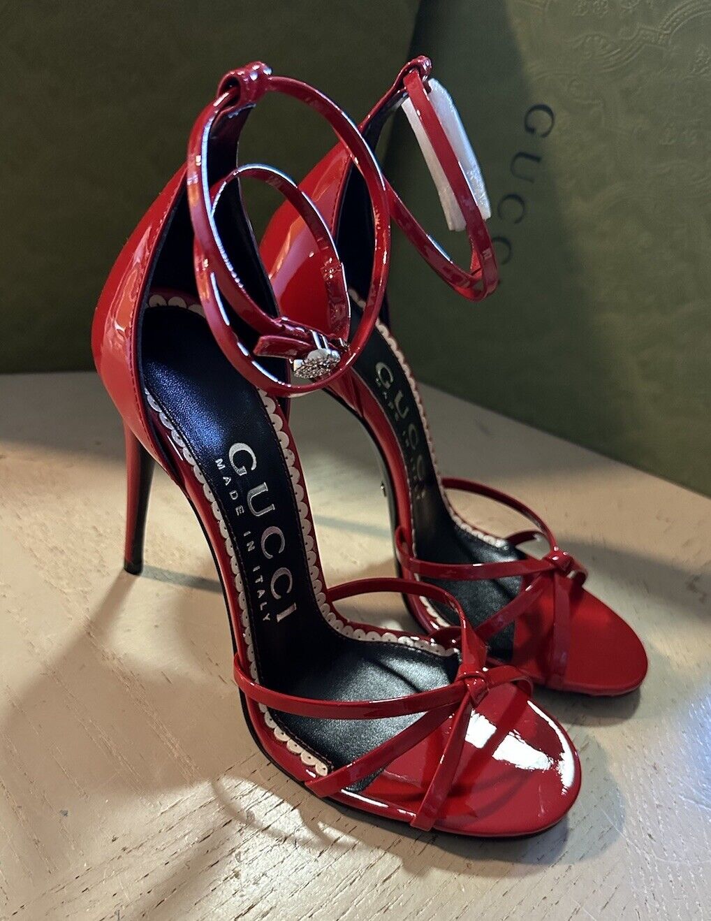 Gucci Women Vitello Vernice Dress Shoes Rock Red 6 US/36 Eu 748867 New