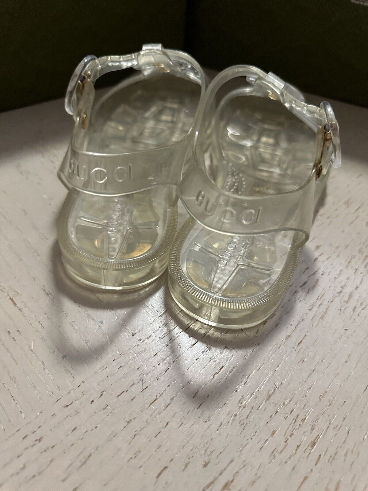 Gucci Women’s GG shiny rubber transparent Sandal 5 US ( 35 Eu ) 676970 New