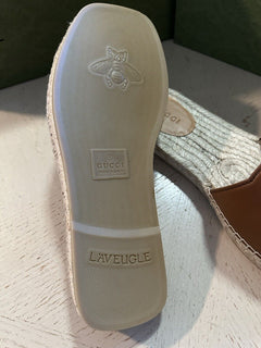 Gucci Men Leather GG Espadrille Sandal Shoes Brown 13 US/12 UK 725260 New