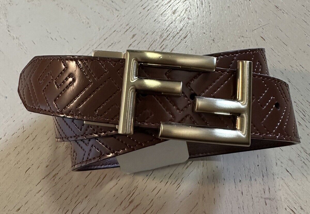 Fendi Men FF Logo Reversible Leather Belt Chocolate Brown One Size New $690