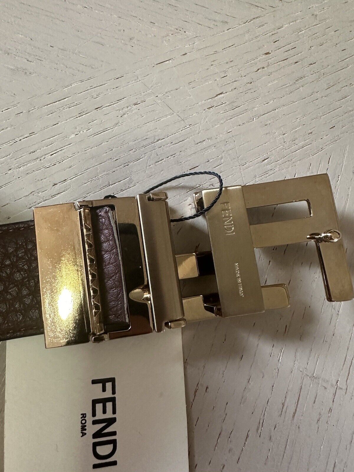 Fendi Men FF Logo Reversible Leather Belt Chocolate Brown One Size New $690