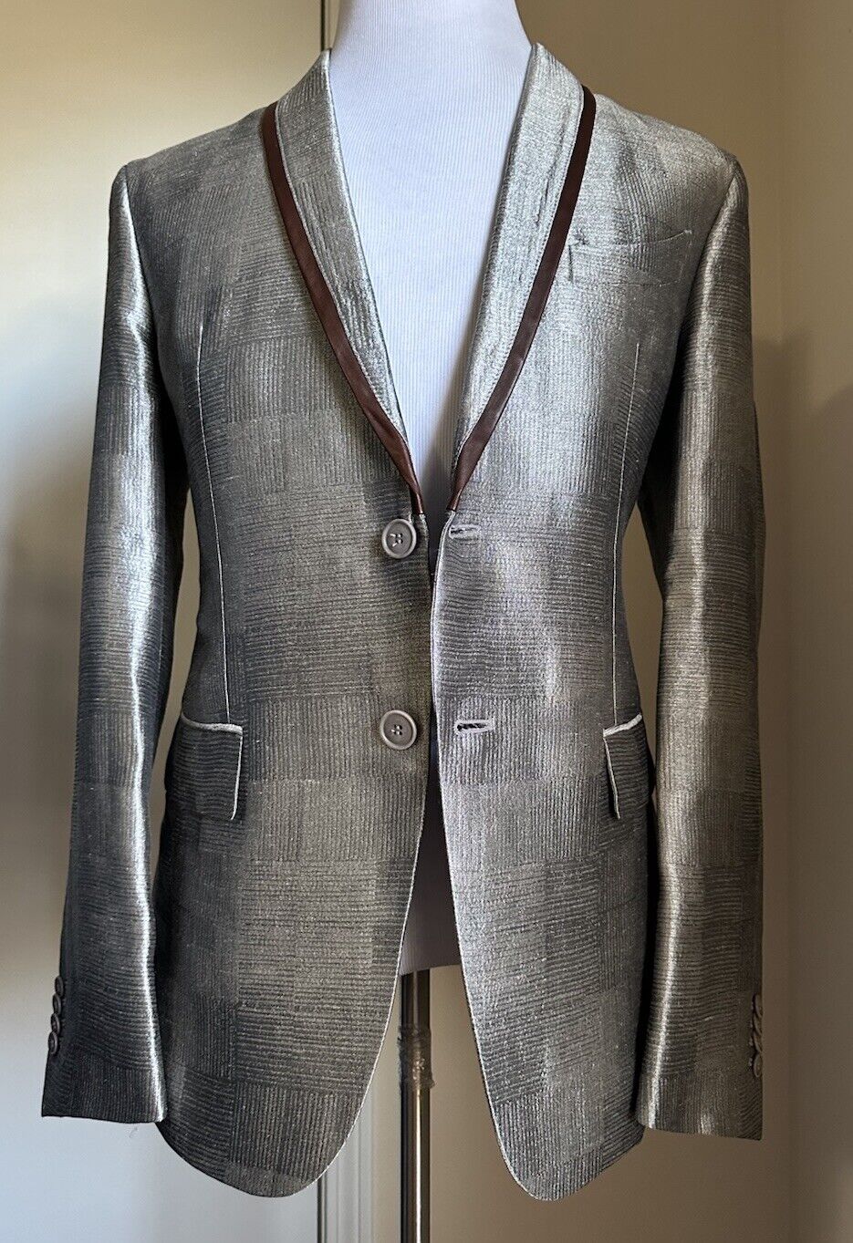 Giorgio Armani Men Sport Coat Jacket Blazer Silver 38R US/48R Eu Italy NWT $3895