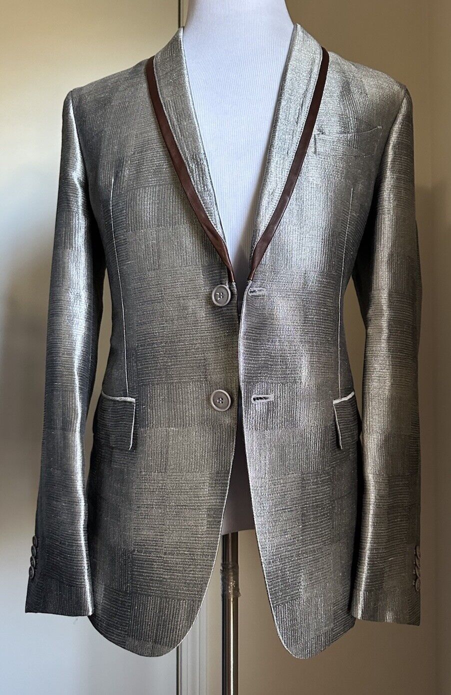 Giorgio Armani Men Sport Coat Jacket Blazer Silver 40R US/50R Eu Italy NWT $3895