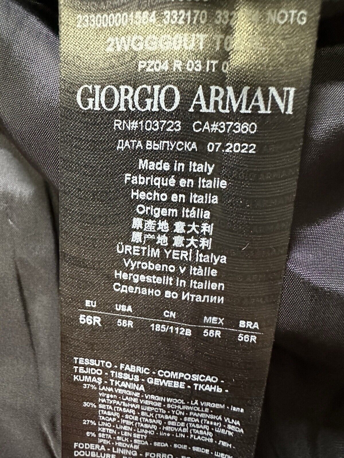 NWT $2495 Giorgio Armani Men Sport Coat Jacket Blazer Blue 46R US/56R Eu Italy