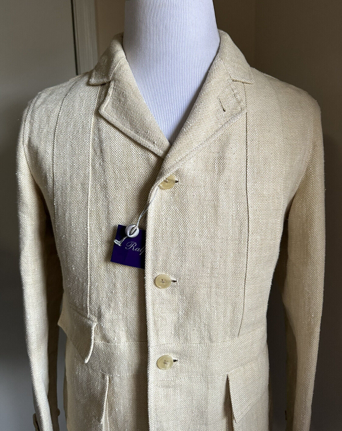 Ralph Lauren Purple Label Men Linen Blazer Jacket Tun/Cream 40R US New $2895