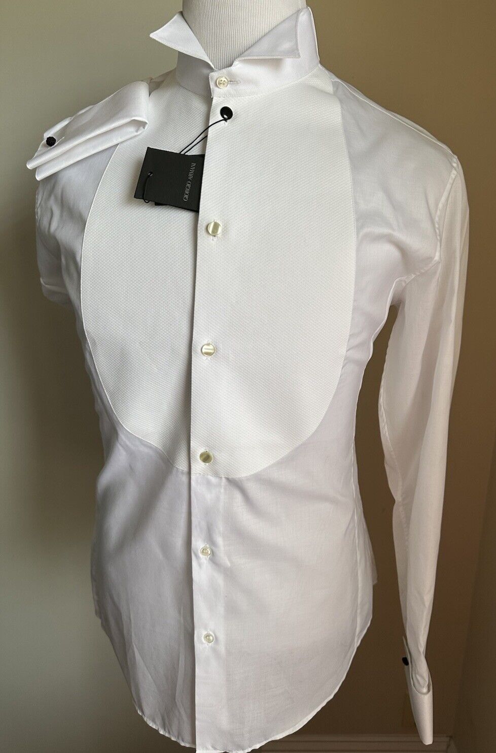 Giorgio Armani Men’s Tuxedo Shirt While 41/16 Italy New $625