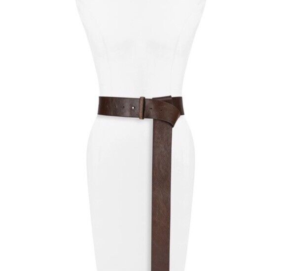 Brunello Cucinelli Women Soft Leather&Monili Belt Brown Size L New $795