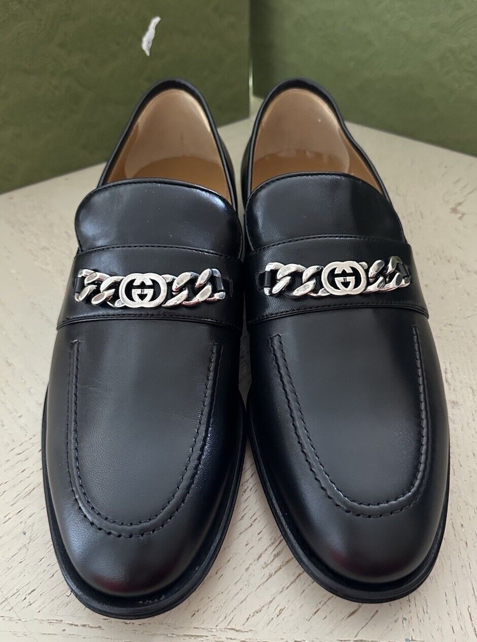 Gucci Mens GG Logo Leather Loafers Shoes Black 9 US/8 UK New 739774