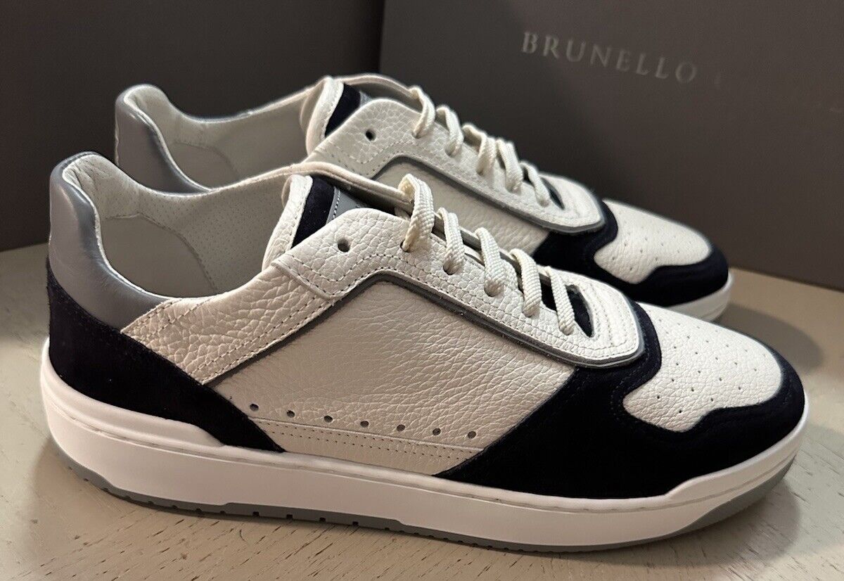 Brunello Cucinelli Men Leather/Suede Sneakers Blue/White 9 US/42 Eu New $997